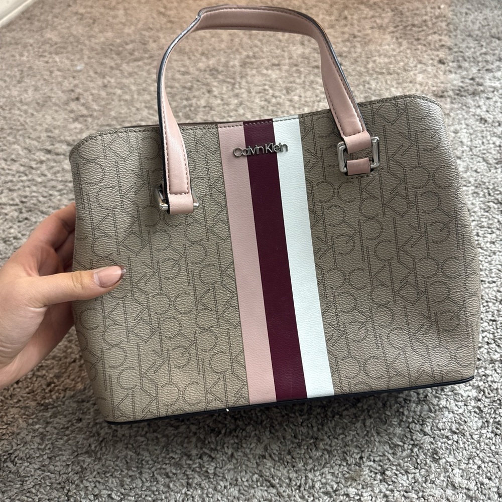 Calvin Klein Tan and Pink Satchel